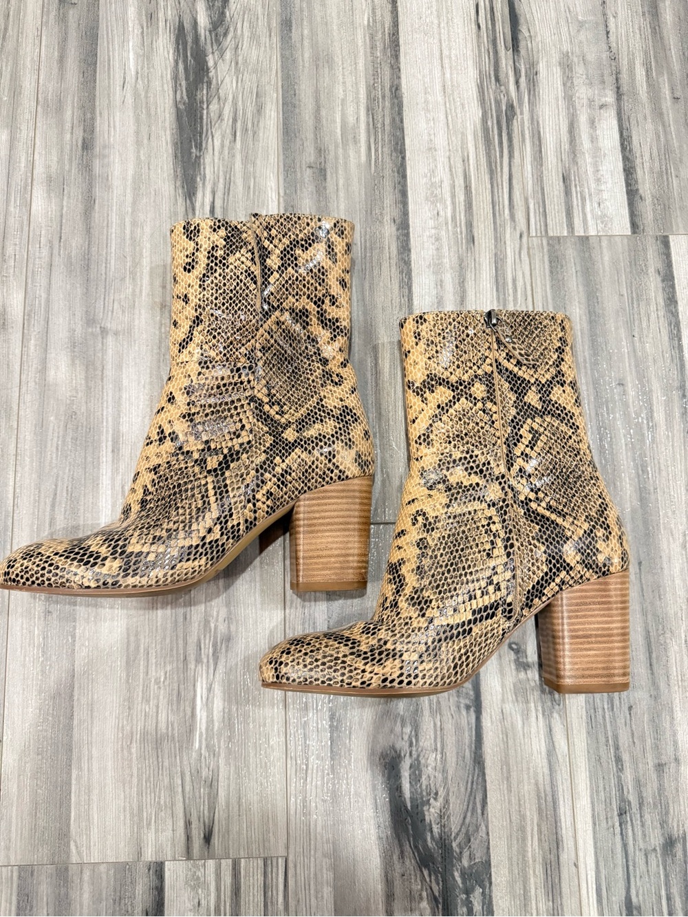 Snake-Print Ankle Boots